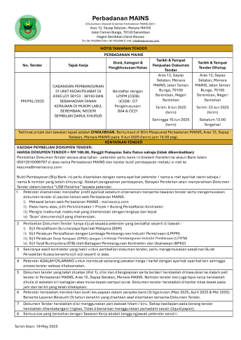 Notis Tawaran Tender - Projek Labu
